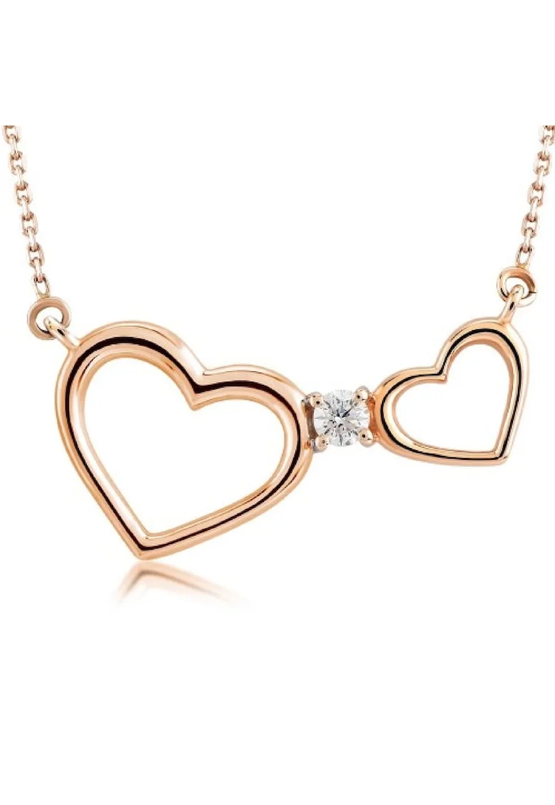 Colier Volgograd Aur Roz,  14K, Diamant de 0.03 Carate