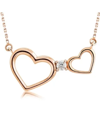 Colier Volgograd Aur Roz,  14K, Diamant de 0.03 Carate