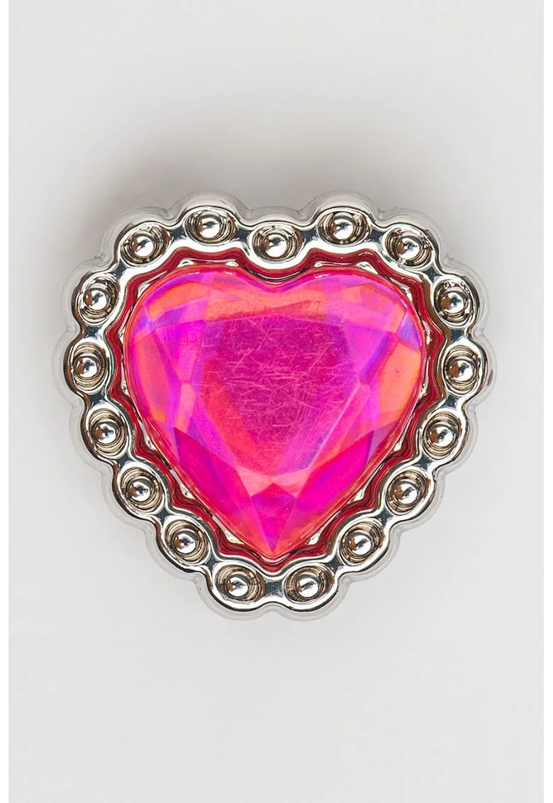 Talisman in forma de inima Jibbitz™, Fucsia/Argintiu