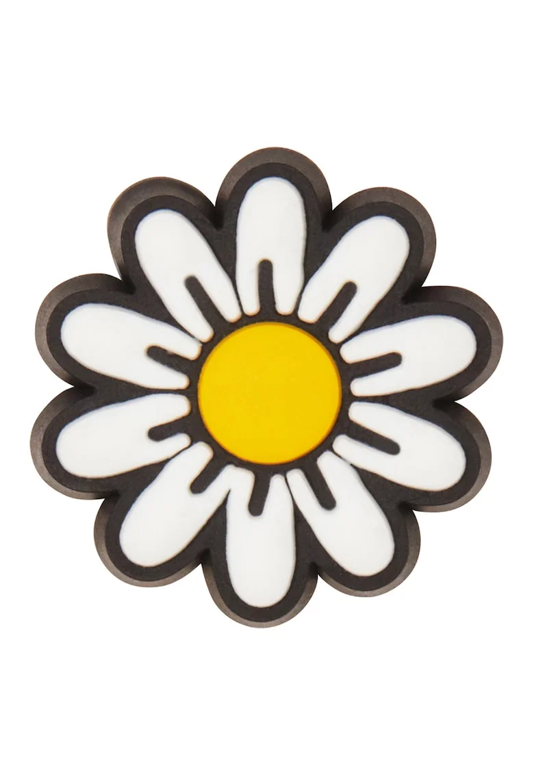 Talismane in forma de floare pentru saboti Jibbitz, Alb/Negru/Galben