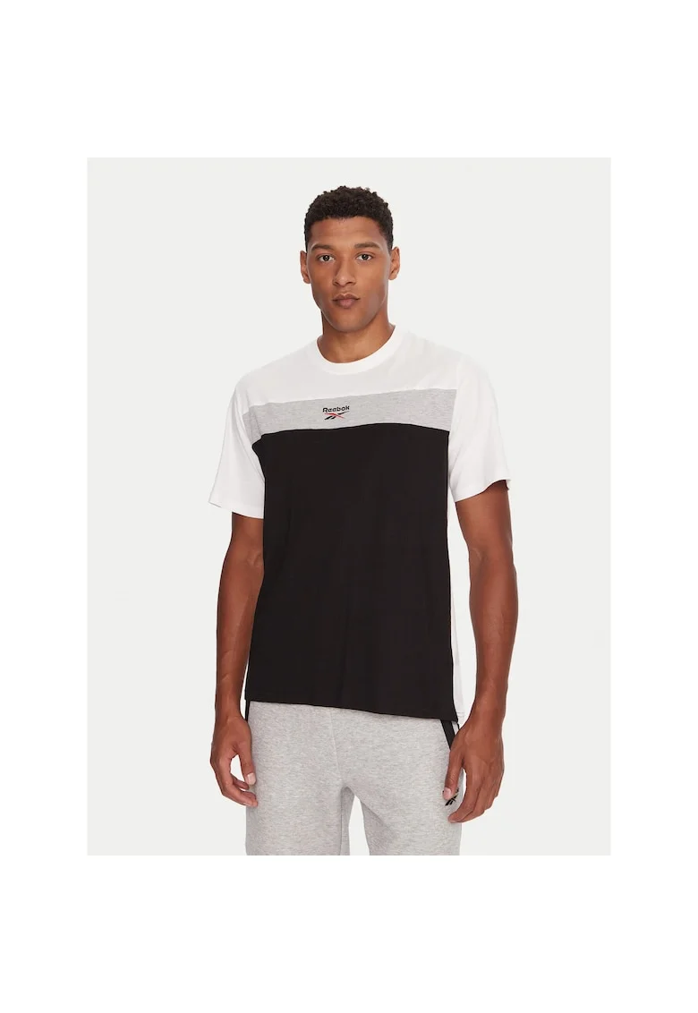 Tricou sport barbati  alb/negru, bumbac,