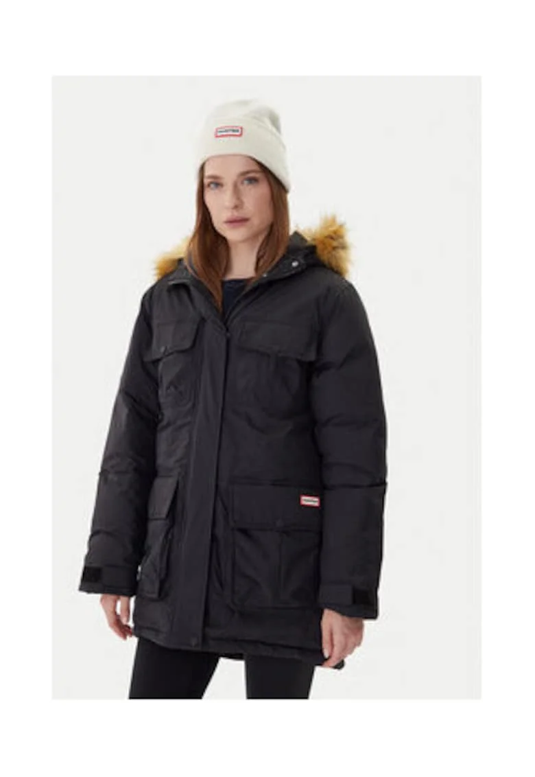 Geaca dama,  model parka, nailon, Negru