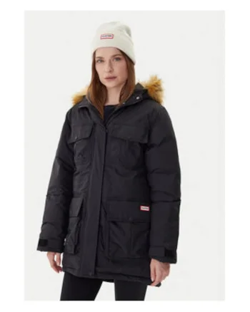 Geaca dama,  model parka, nailon, Negru