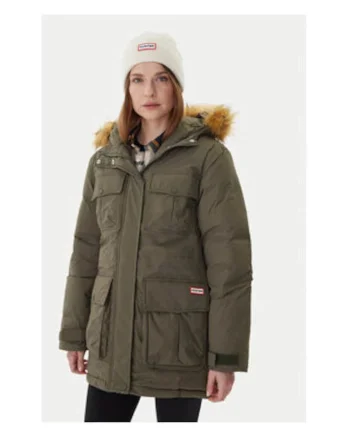 Geaca dama,  model parka, nailon, Verde