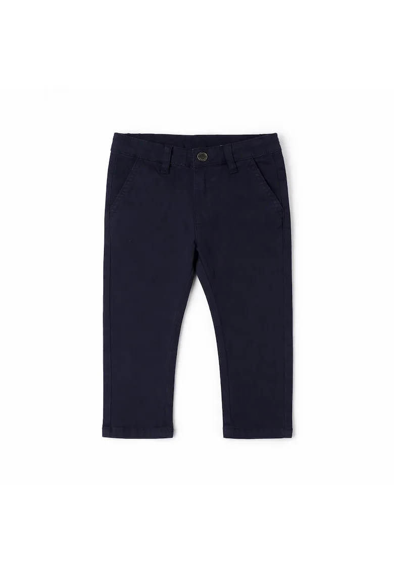 Pantaloni baieti  din bumbac elastic twill cu talie reglabila si inchidere cu nasture si fermoar