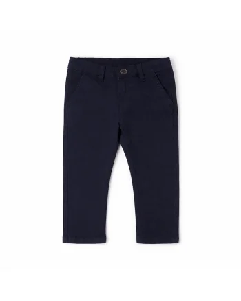 Pantaloni baieti  din bumbac elastic twill cu talie reglabila si inchidere cu nasture si fermoar