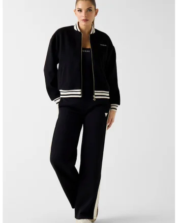 Jacheta de trening cu fermoar si logo, Negru