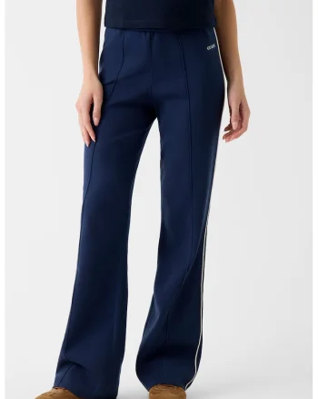 Pantaloni de trening evazati cu dungi contrastante, Bleumarin