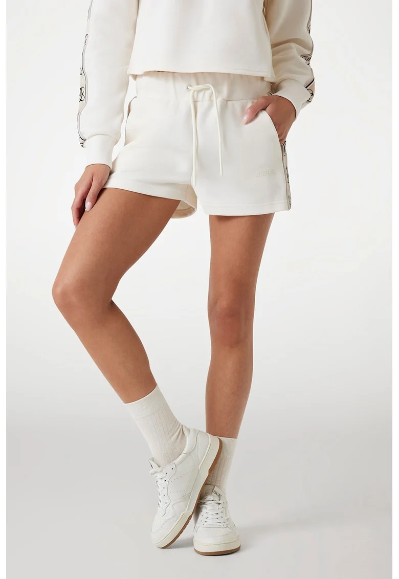 Pantaloni scurti cu snur, pentru fitness, Alb