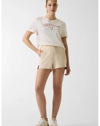 Tricou din bumbac cu imprimeu logo, Alb fildes