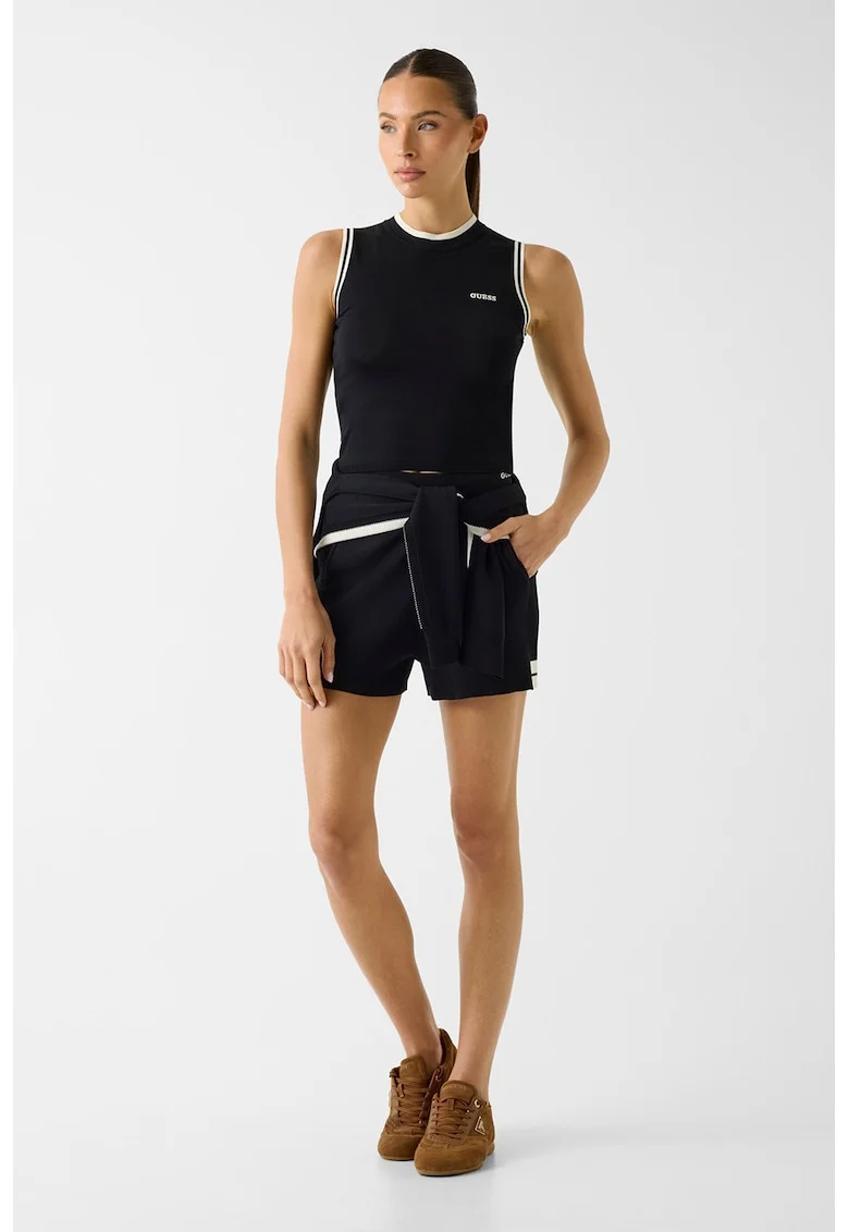 Pantaloni scurti cu snur, pentru fitness, Negru