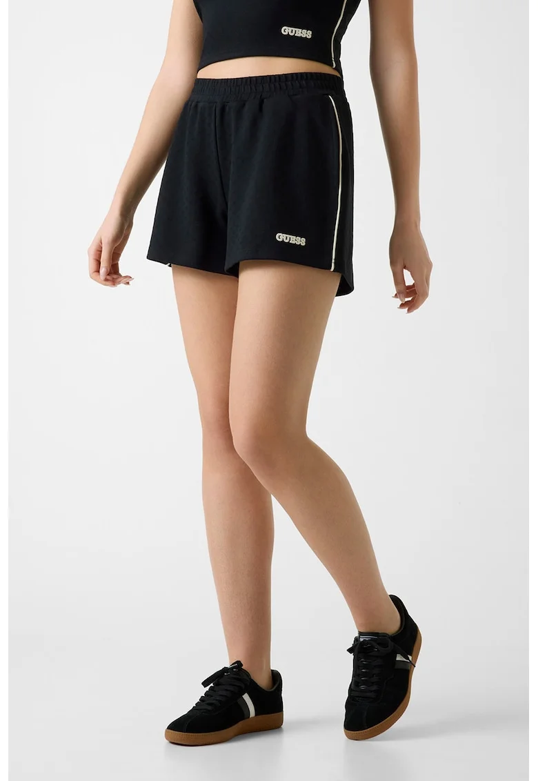 Pantaloni scurti cu logo, pentru fitness, Negru
