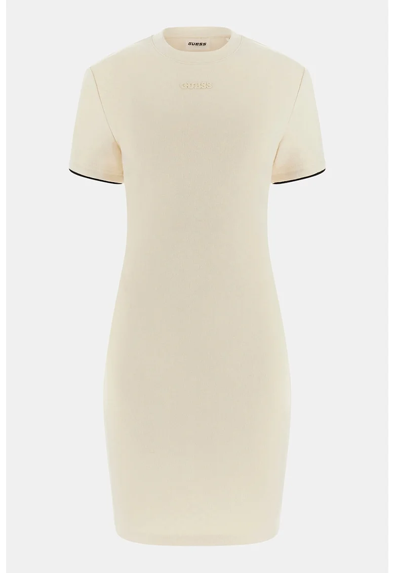 Rochie mini cu decolteu la baza gatului pentru fitness, Alb fildes