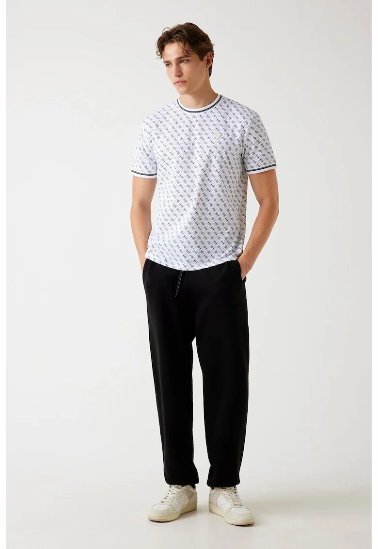 Tricou cu monograma, pentru fitness, Alb/Albastru