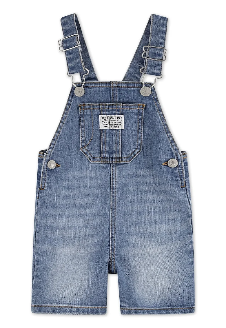 Salopeta scurta de denim, Albastru melange