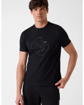 Tricou de bumbac cu imprimeu logo, Negru