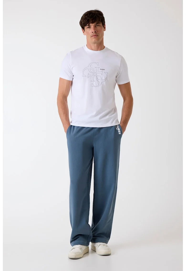 Tricou de bumbac cu imprimeu logo, Alb optic
