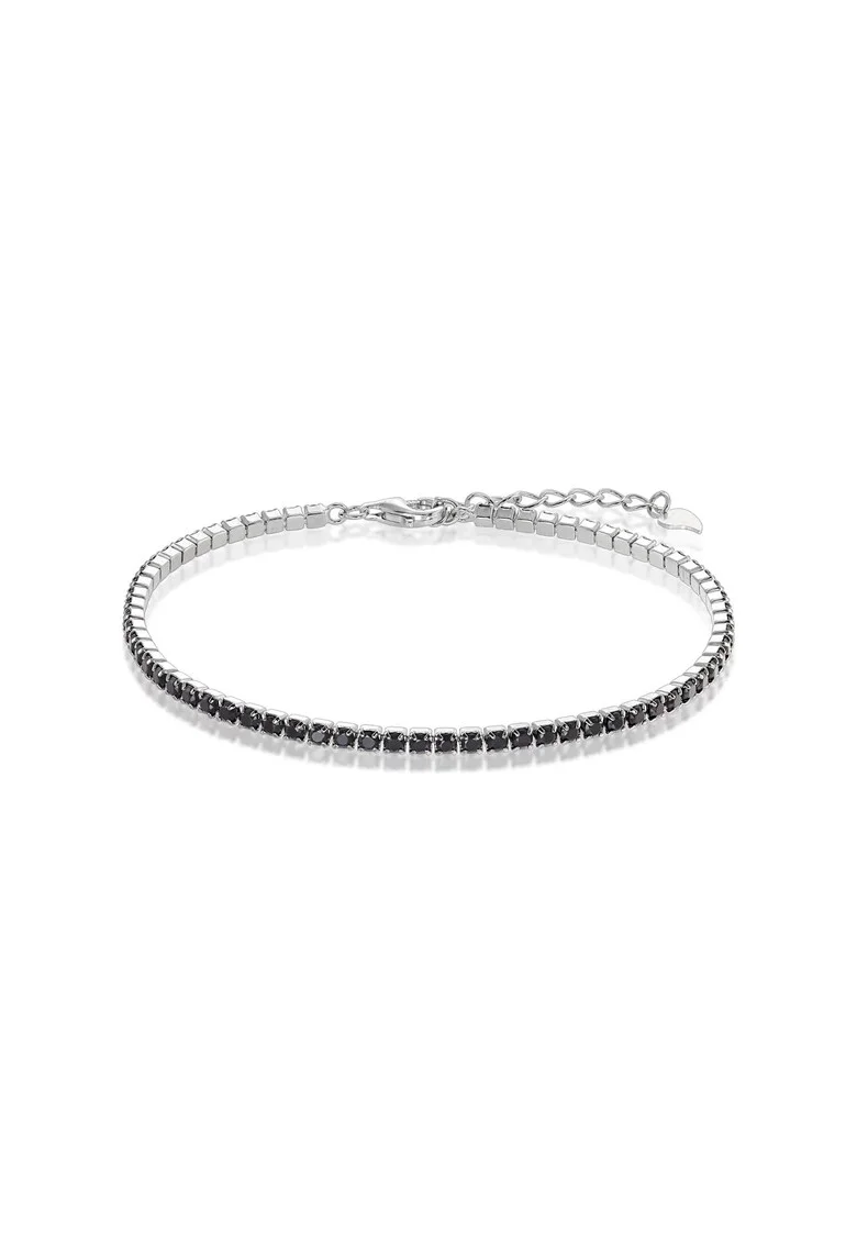 Bratara Tennis din Argint 925,  Placata cu Rodiu si Pietre Zdwqfirconia 2mm, Negru/Argintiu