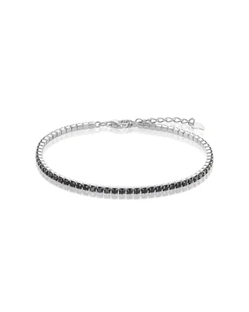 Bratara Tennis din Argint 925,  Placata cu Rodiu si Pietre Zdwqfirconia 2mm, Negru/Argintiu