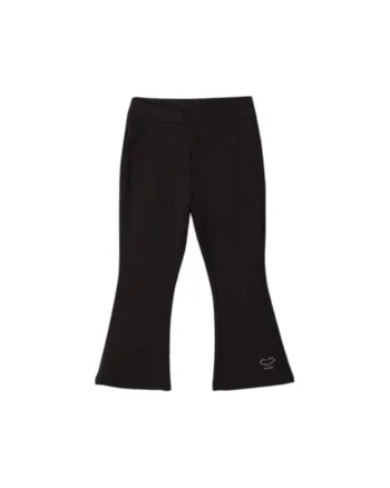 Colanti fete  din fleece elastic de iarna cu interior periat croiala evazata, Negru