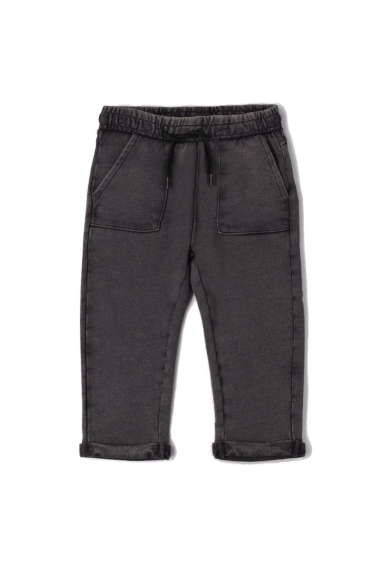 Pantaloni baieti  din bumbac fleece model prespalat talie elastica cu snur croiala lejera