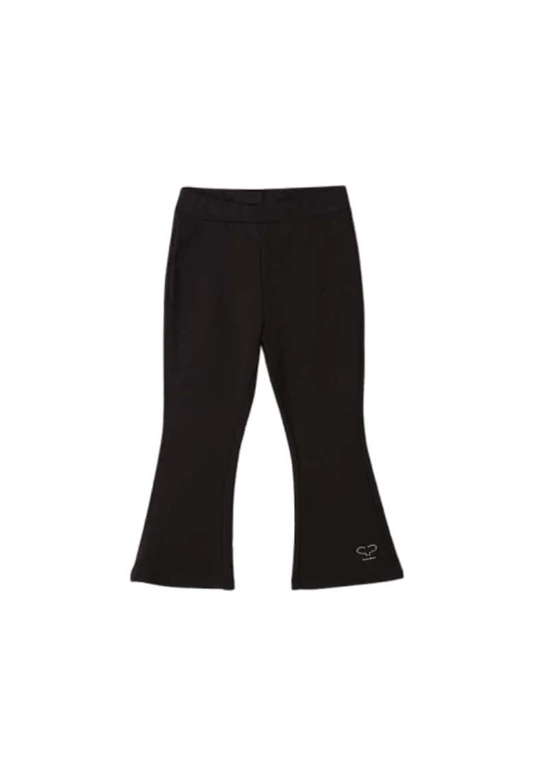 Colanti fete  din fleece elastic de iarna cu interior periat croiala evazata, Roz pudrat