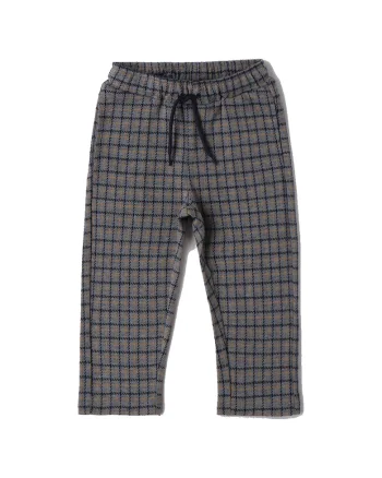 Pantaloni baieti iDO din jacquard model in carouri talie elastica cu snur si reglaj interior croiala relaxed fit