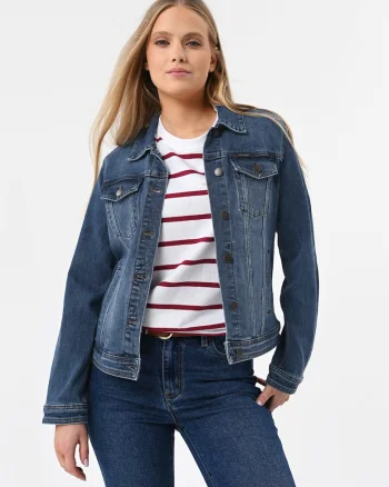 Jacheta scurta din denim cu nasturi, cu buzunare,  J-Luna, albastru, Albastru