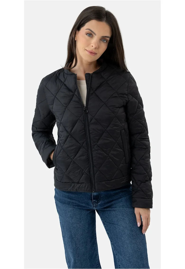 Jacheta scurta matlasata cu fermoar si buzunare, Regular Fit,  J-Manola, neagra, Negru