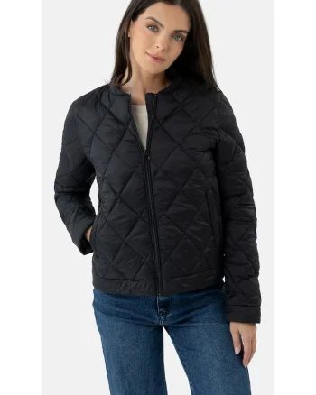 Jacheta scurta matlasata cu fermoar si buzunare, Regular Fit,  J-Manola, neagra, Negru