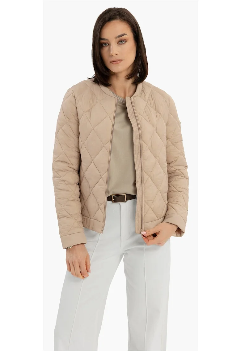 Jacheta scurta matlasata cu fermoar si buzunare, Regular Fit,  J-Manola, bej, Bej