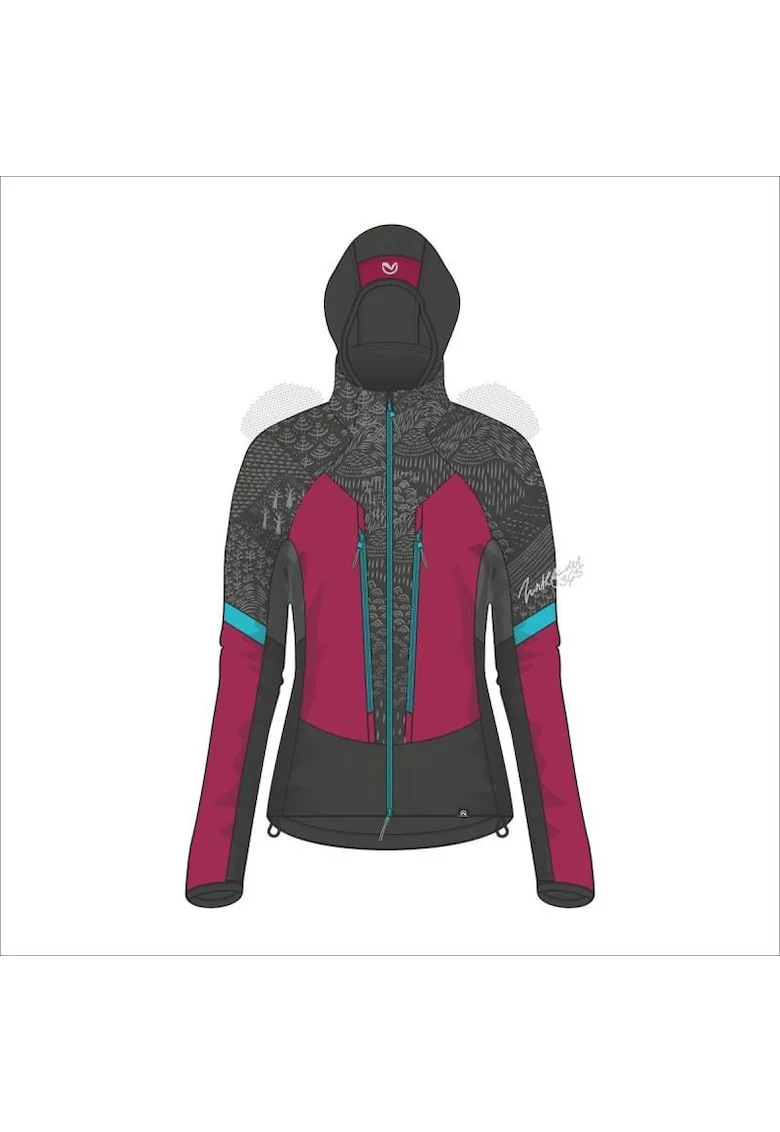 Jacheta hibrida schi de tura Polartec® femei Krizna 1, Visiniu