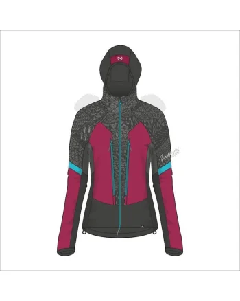 Jacheta hibrida schi de tura Polartec® femei Krizna 1, Visiniu