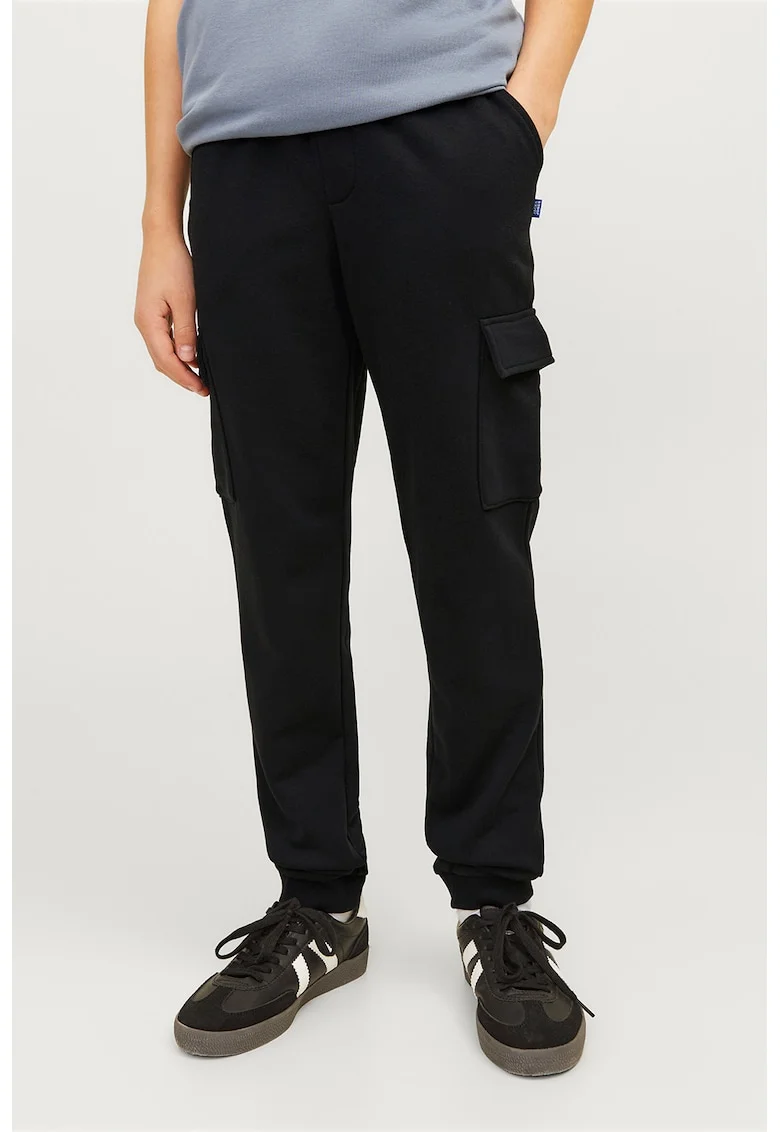 Pantaloni de trening cargo cu snur de ajustare, Negru