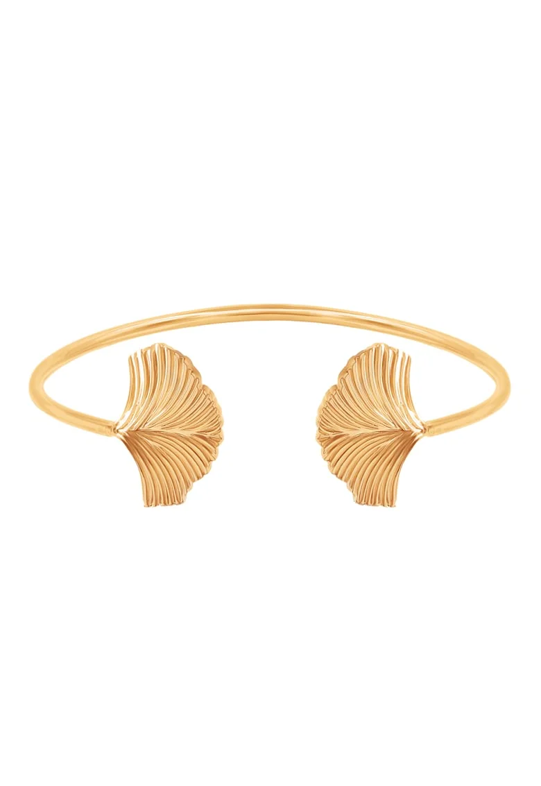 Bratara rigida placata cu aur de 18K Ginko