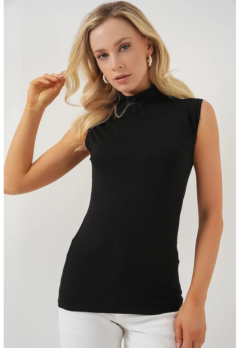 Maiou elegant pentru dama HiCCUP, mulat, vascoza/ycra, negru,