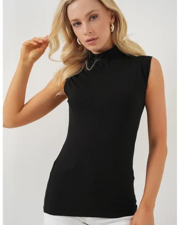 Maiou elegant pentru dama HiCCUP, mulat, vascoza/ycra, negru,