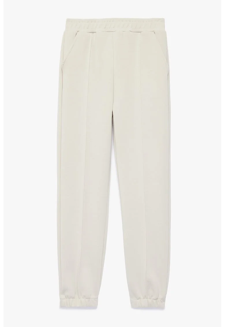 Pantaloni de trening din amestec de modal si buzunare oblice, Bej deschis