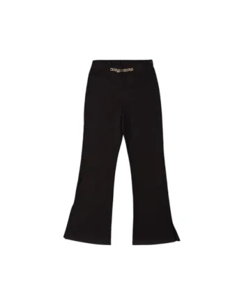 Pantaloni eleganti fete  din Punto Milano Croiala evazata talie elastica cu detaliu lant si slituri laterale