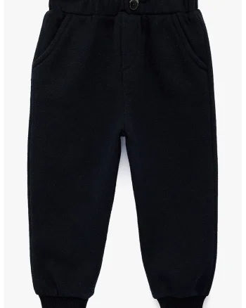 Pantaloni de trening uni cu talie elastica, Bleumarin