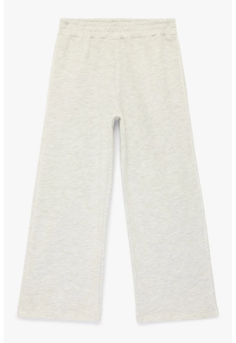 Pantaloni sport ampli cu talie elastic, Gri deschis melange