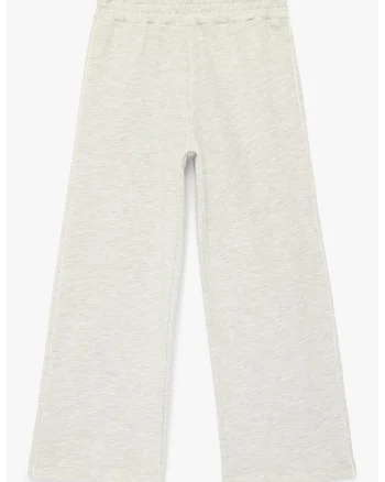 Pantaloni sport ampli cu talie elastic, Gri deschis melange