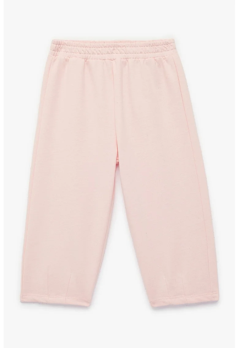 Pantaloni de trening din amestec de bumbac cu banda elastica in talie, Roz pastel