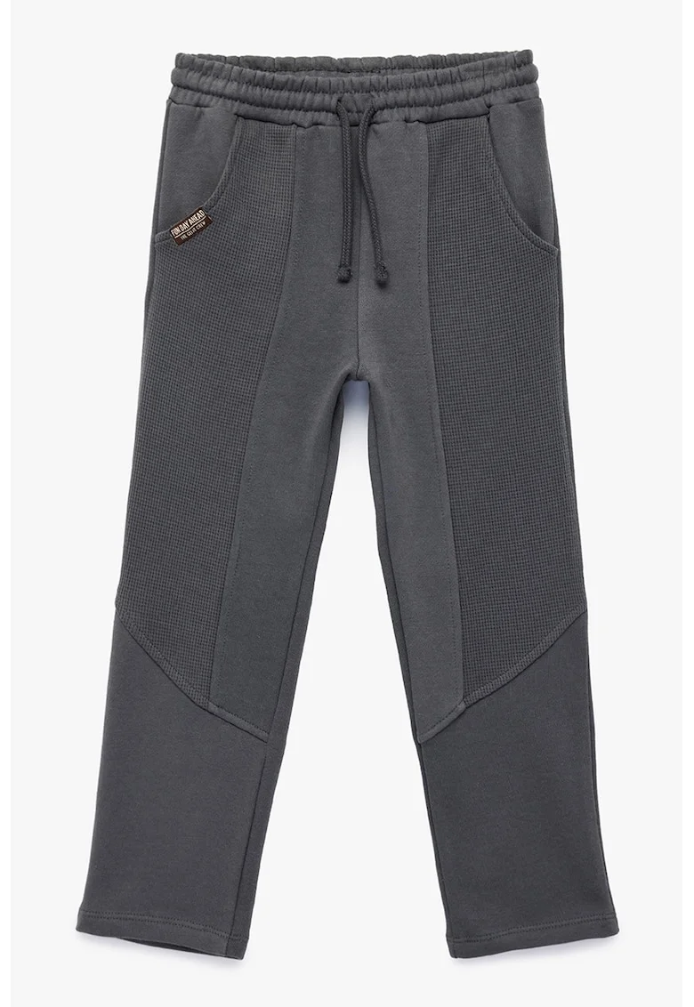 Pantaloni cu buzunare laterale si snur, Gri inchis
