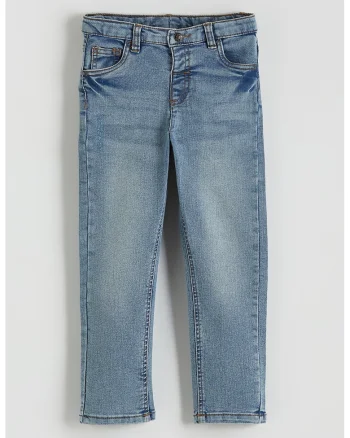 Blugi slim fit cu talie medie, Albastru deschis