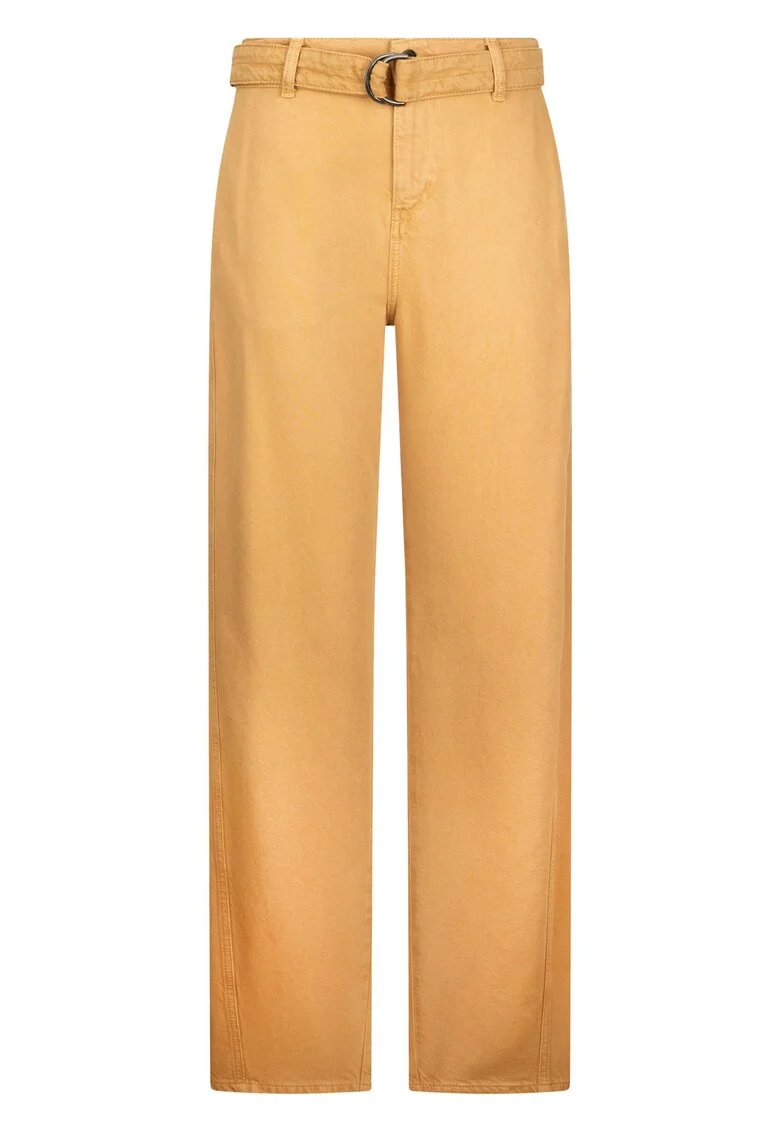 Pantaloni cu talie inalta si o curea, Maro camel