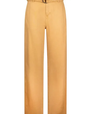 Pantaloni cu talie inalta si o curea, Maro camel