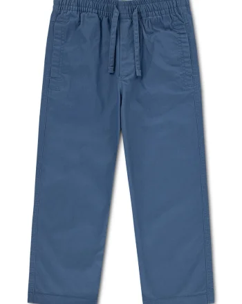 Pantaloni drepti din amestec de bumbac cu talie ajustabila, Albastru inchis