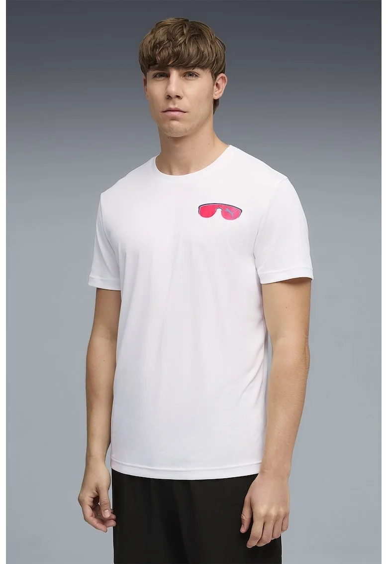 Tricou cu imprimeu pe spate pentru alergare Nitro Graphic Tee, Alb/Roz aprins