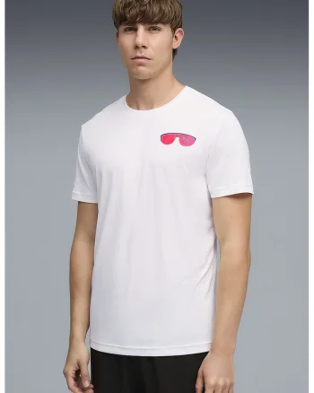 Tricou cu imprimeu pe spate pentru alergare Nitro Graphic Tee, Alb/Roz aprins